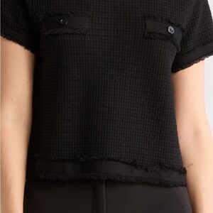 Adrianna Papell Black Textured Crop Top